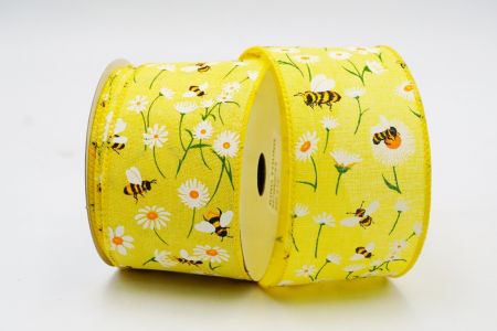 Συλλογή Άνοιξης Λουλούδι με Μέλισσες Κορδέλα_KF7489GC-6-6_κίτρινο